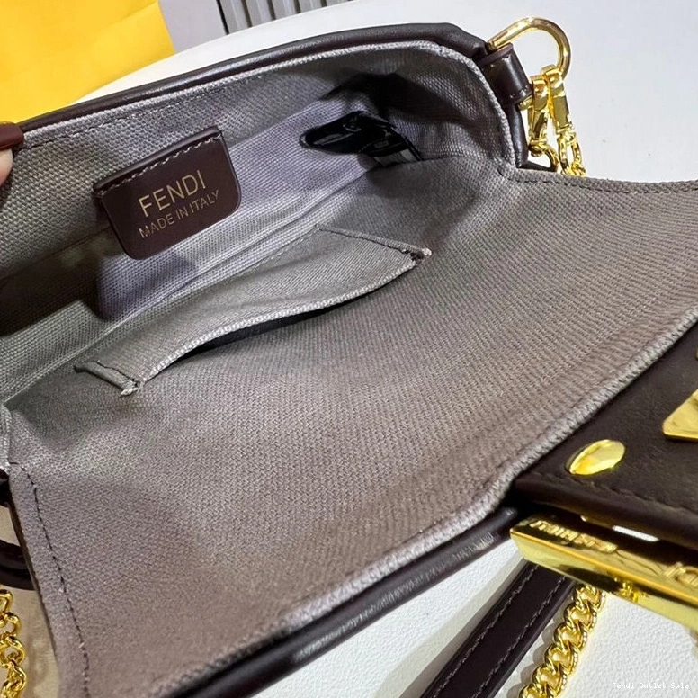 Cheap Bag In Mini Grey Canvas FF Fendi Multi Motif Baguette 0823